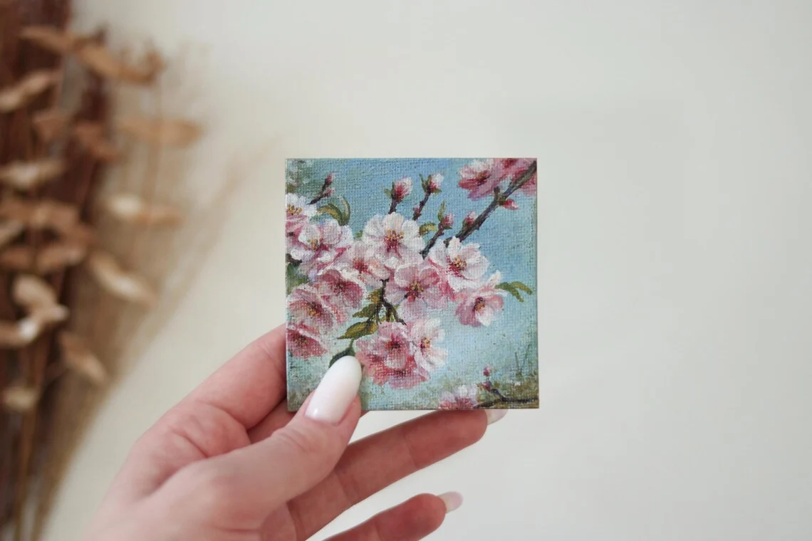 Cherry Blossoms – Miniature Acrylic Painting
