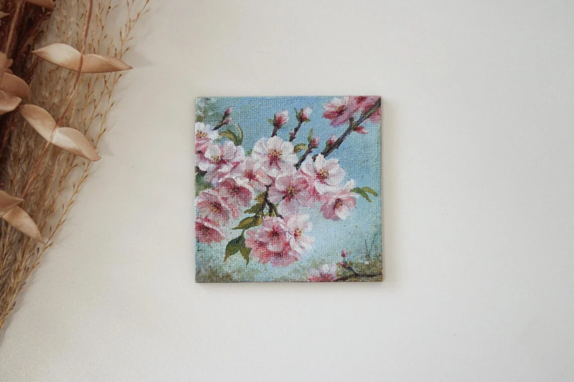 Cherry Blossoms – Miniature Acrylic Painting