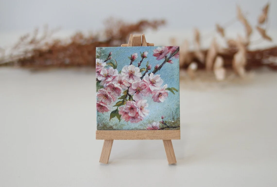 Cherry Blossoms – Miniature Acrylic Painting