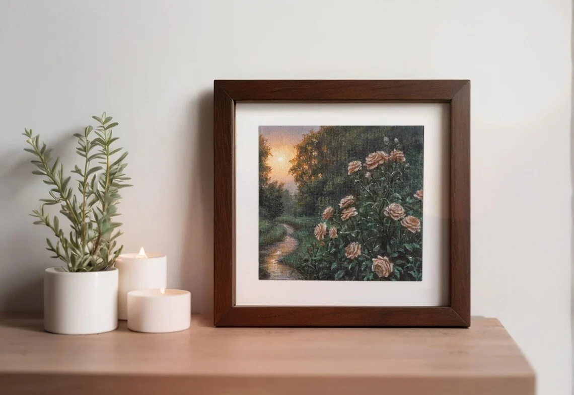 Twilight Garden Path – Miniature Acrylic Painting