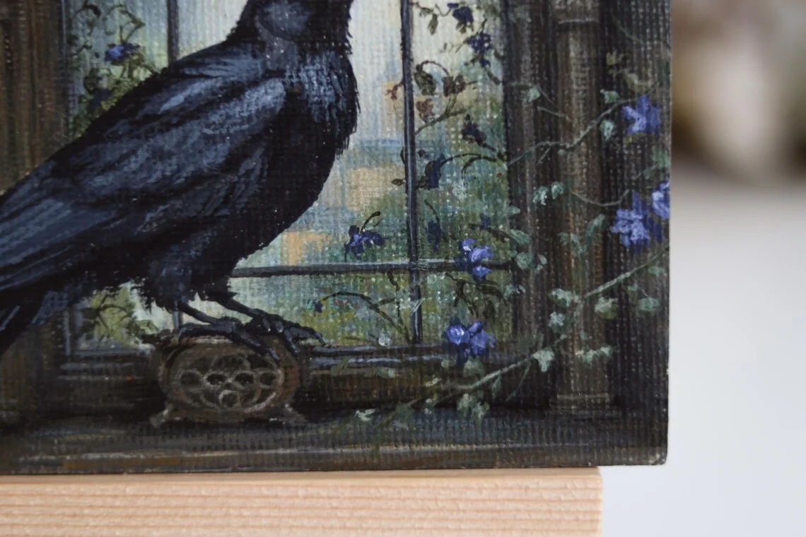 Gothic Raven Acrylic Painting