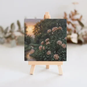 Twilight Garden Path – Miniature Acrylic Painting