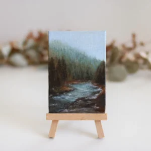 Miniature Forest River Acrylic Painting
