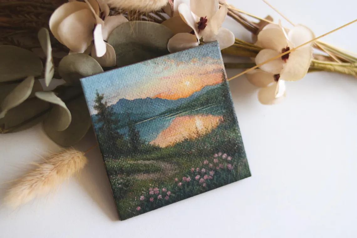 Mountain Glow – Miniature Landscape Painting