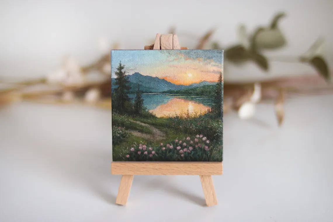 Mountain Glow – Miniature Landscape Painting