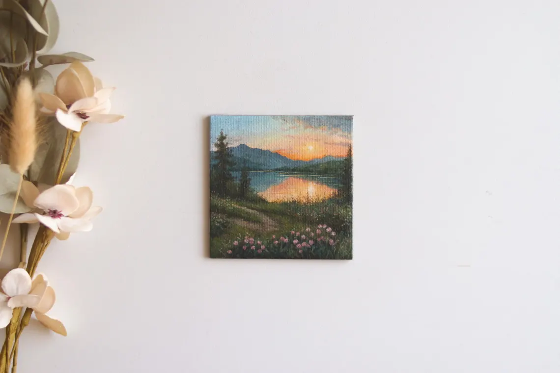 Mountain Glow – Miniature Landscape Painting
