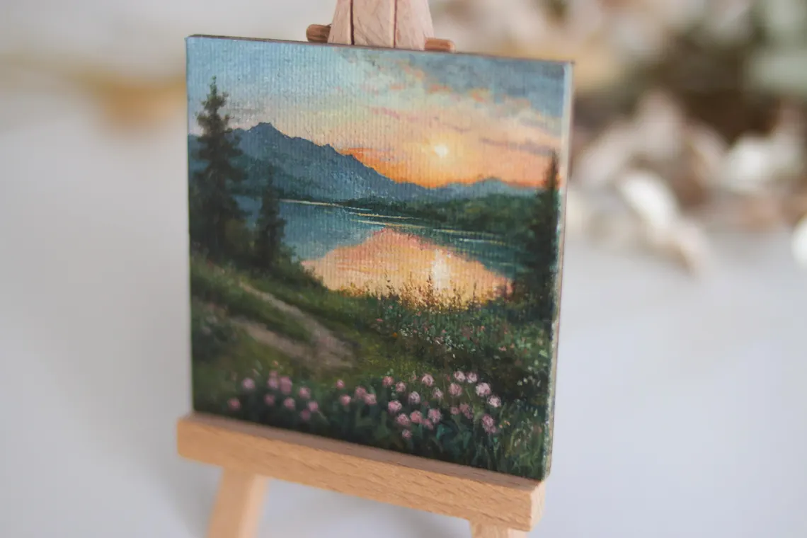 Mountain Glow – Miniature Landscape Painting
