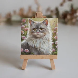 Fluffy Grey Cat Miniature