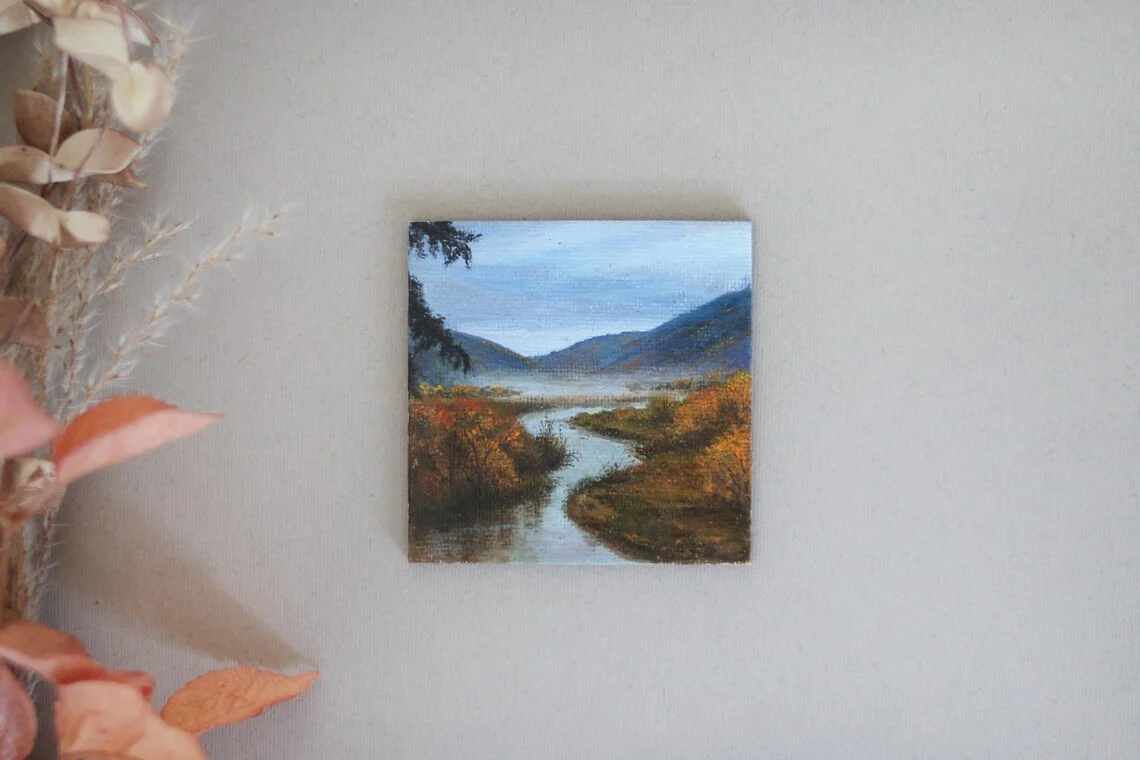 Miniature River Valley Painting