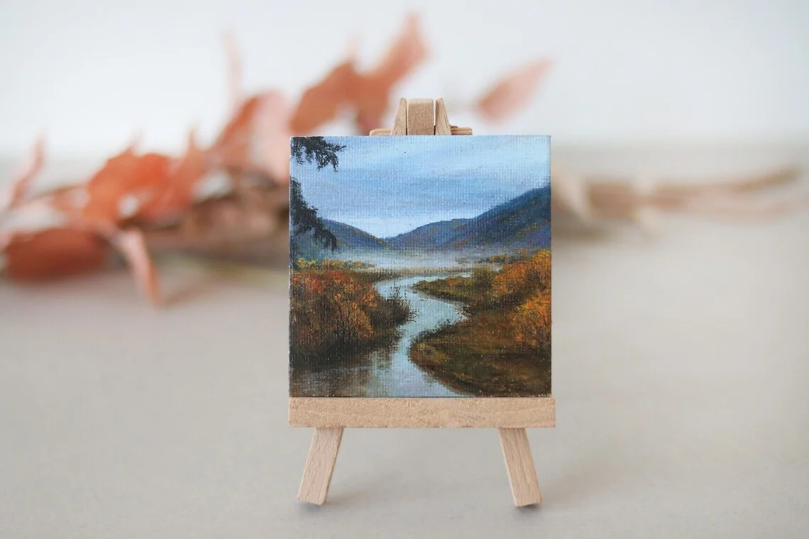 Miniature River Valley Painting