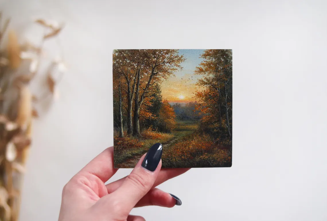 Miniature Autumn Landscape Painting