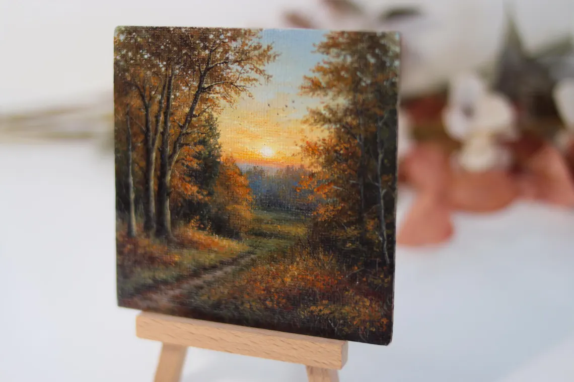Miniature Autumn Landscape Painting