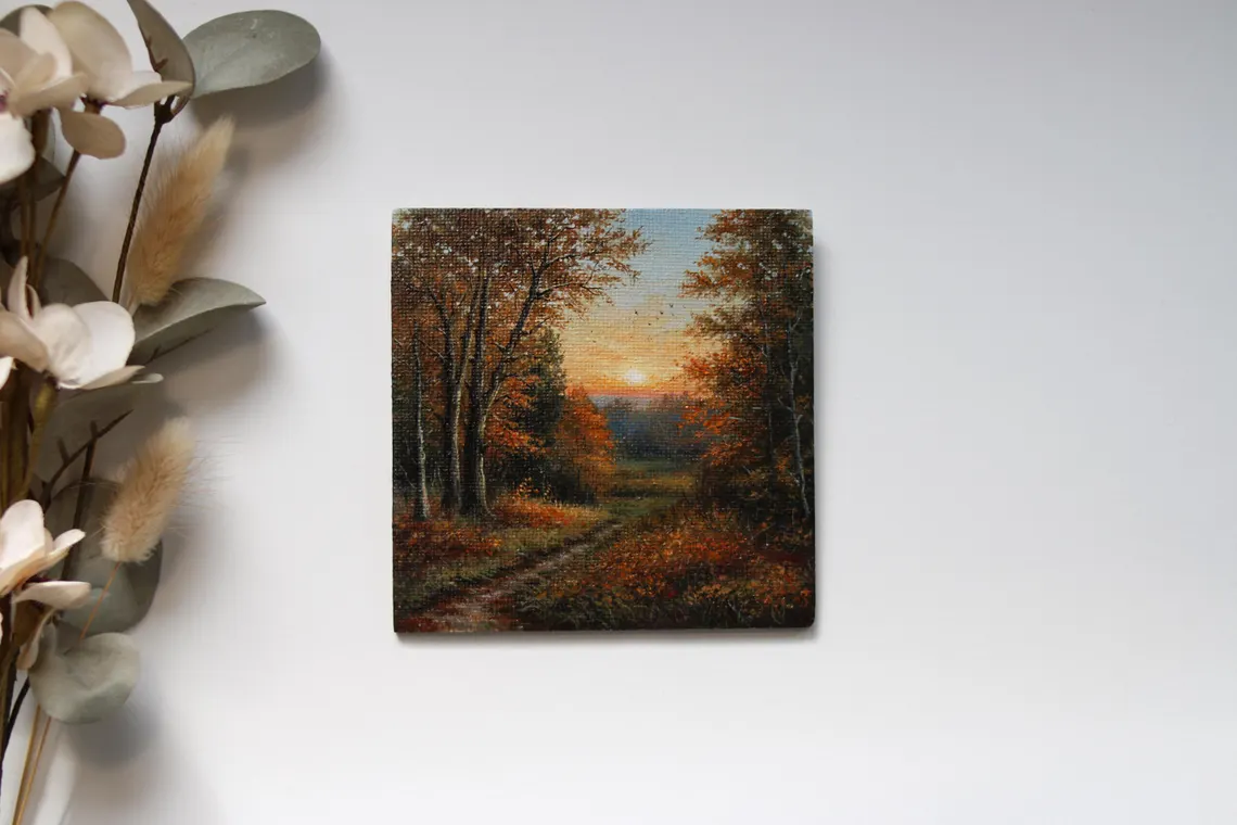 Miniature Autumn Landscape Painting