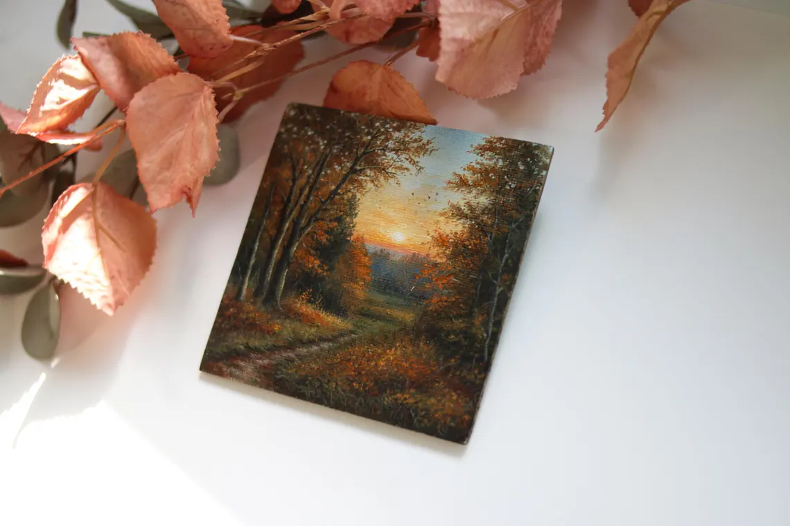 Miniature Autumn Landscape Painting