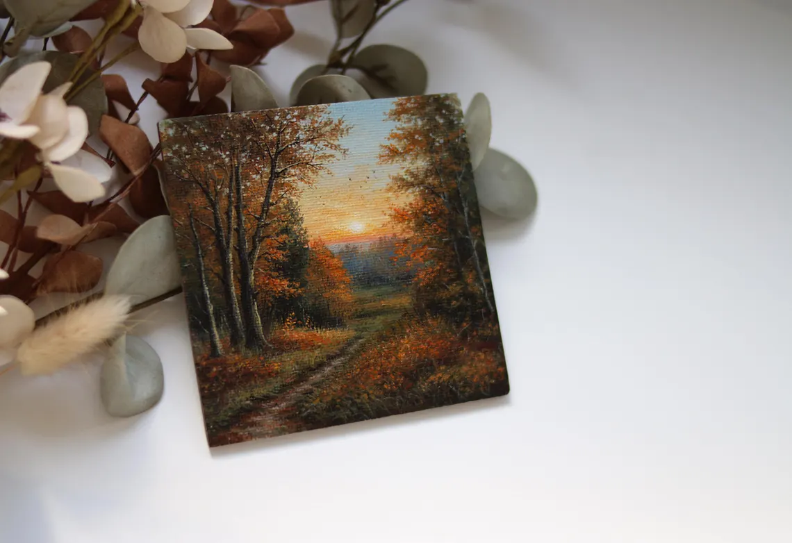 Miniature Autumn Landscape Painting