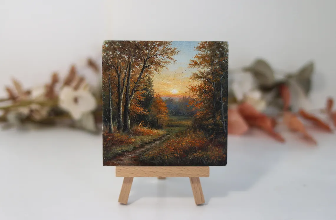 Miniature Autumn Landscape Painting