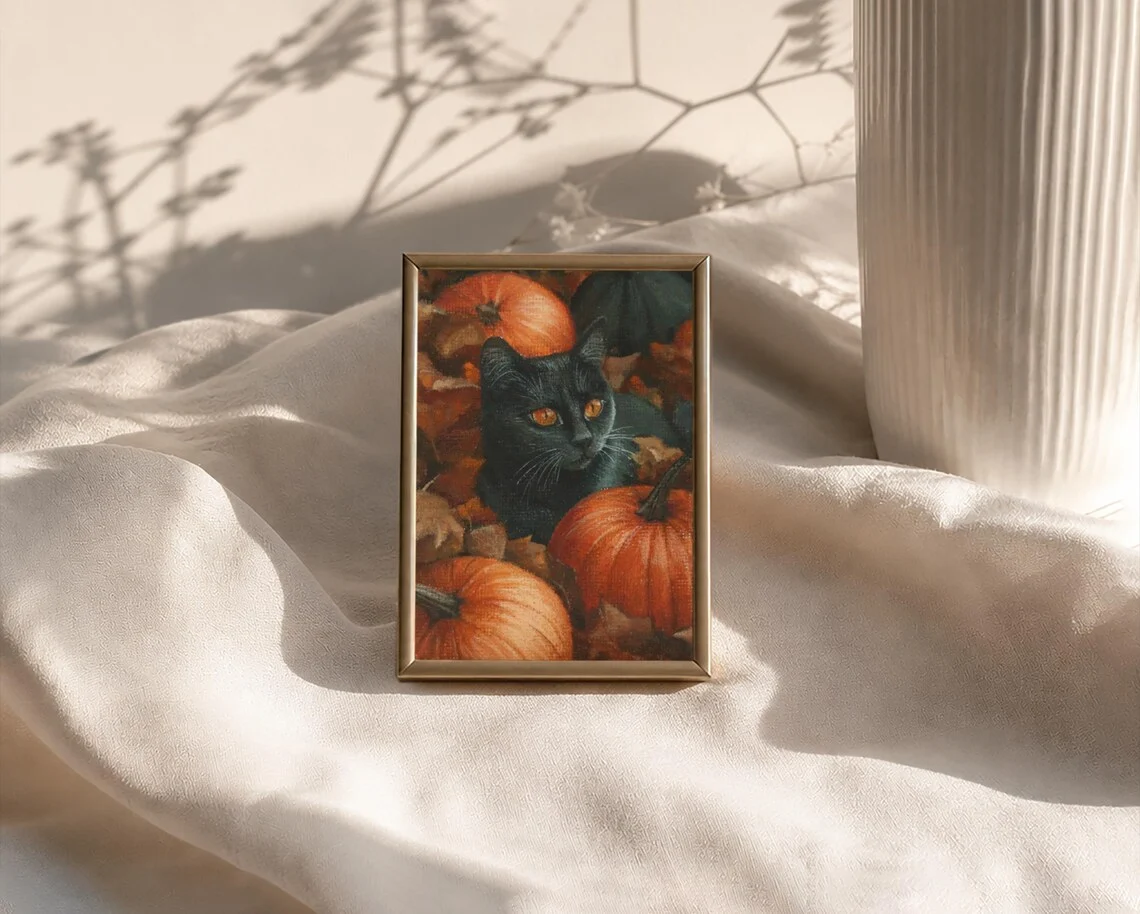 Black Cat Acrylic Painting