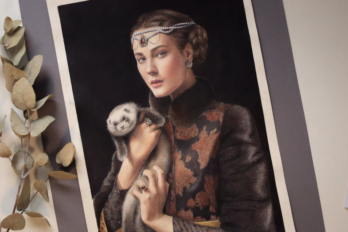 Noble Lady with Ferret Portrait