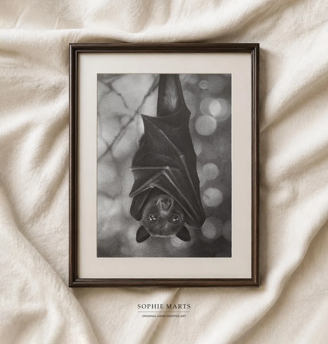 Original Bat Pencil Drawing